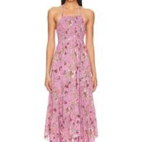 Free People Womens Heat Wave Printed Maxi Dress Pink Small - Picture 3 of 3